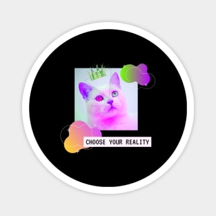 Katze Krone Reality Trippy Vaporwave Party Techno Magnet